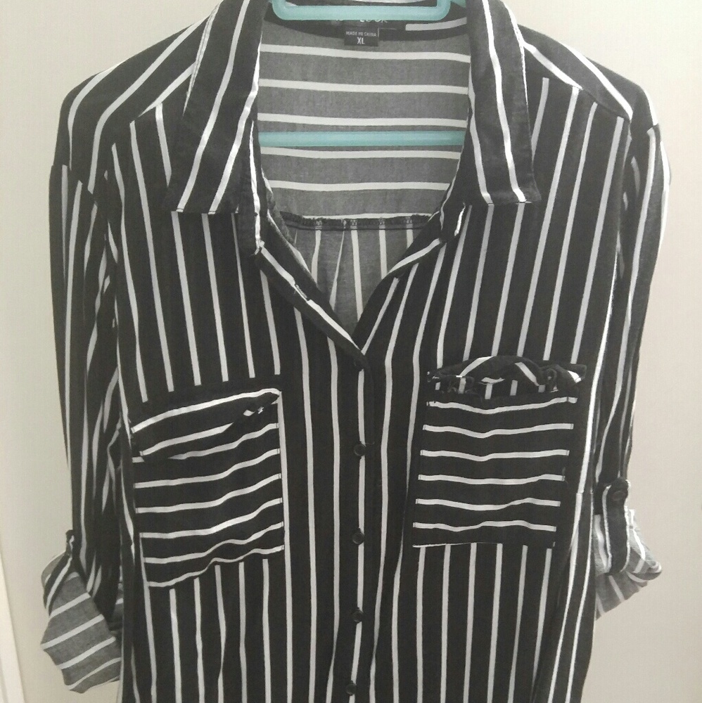 Black and White Stripe button down